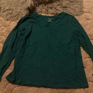 Liz Claiborne Teal Long-Sleeve Crew Neck Tee